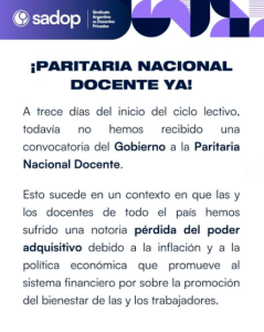 Lee más sobre el artículo ¡Paritaria Nacional docente ya!